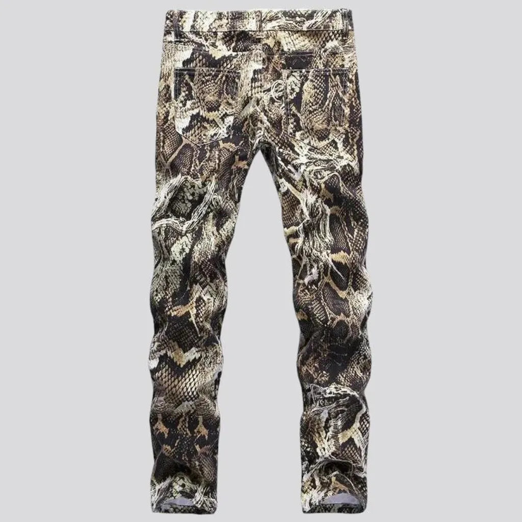 Men's snake-skin-print jeans