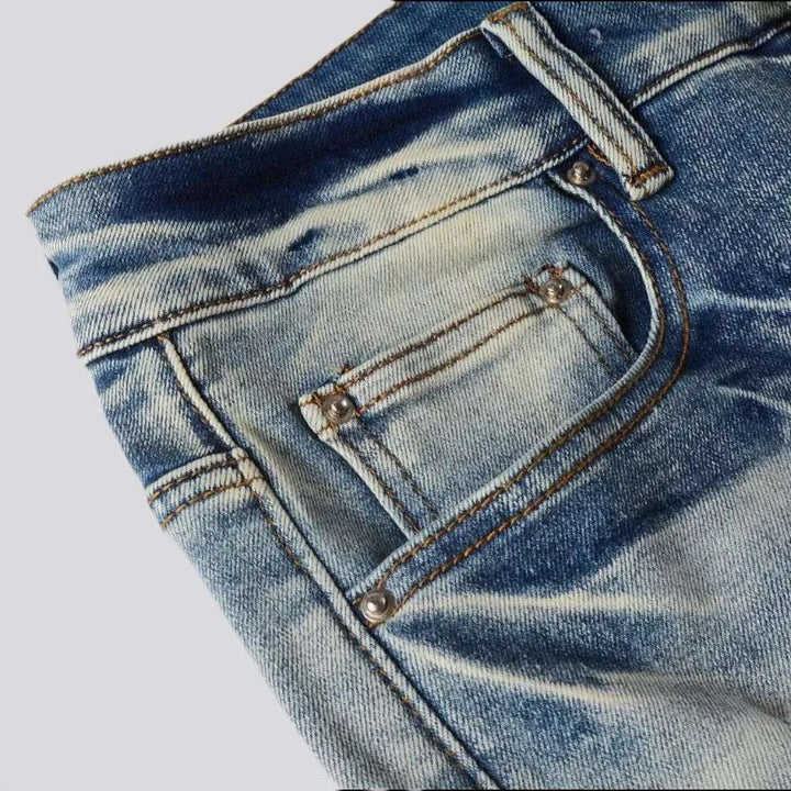 Black patch knees men's skinny jeans