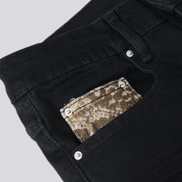 Skinny ripped boho style jeans for men