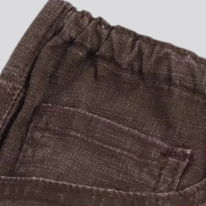 Mid rise stylish wide denim pants for ladies