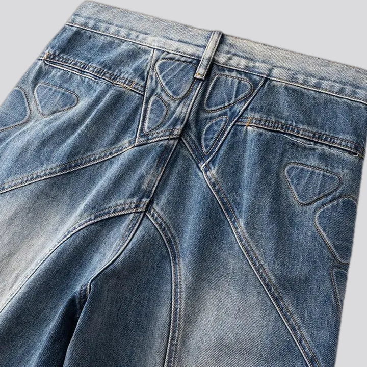 Art patterned boho midweight baggy jeans for men