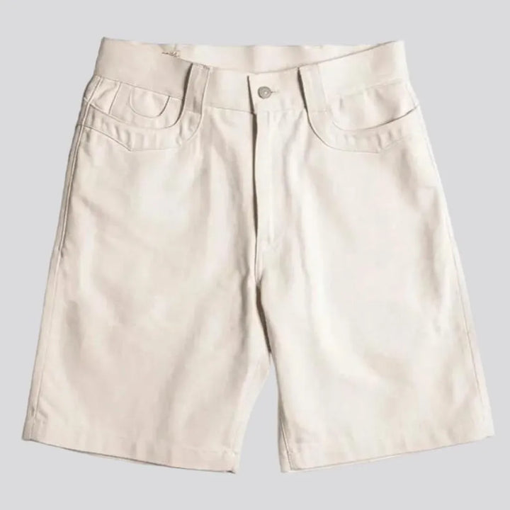 Ivory back-cinch men's denim shorts