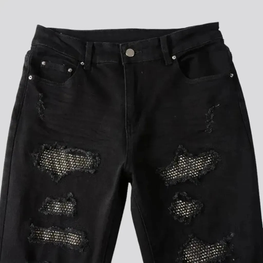 Frayed y2k jeans
 for men