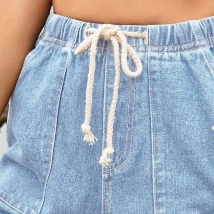 Loose stonewashed jean shorts for women