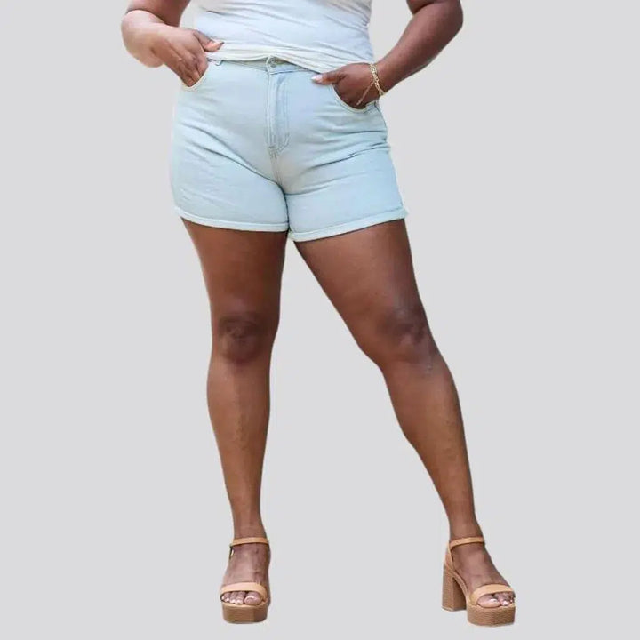 Skinny light-wash denim shorts
