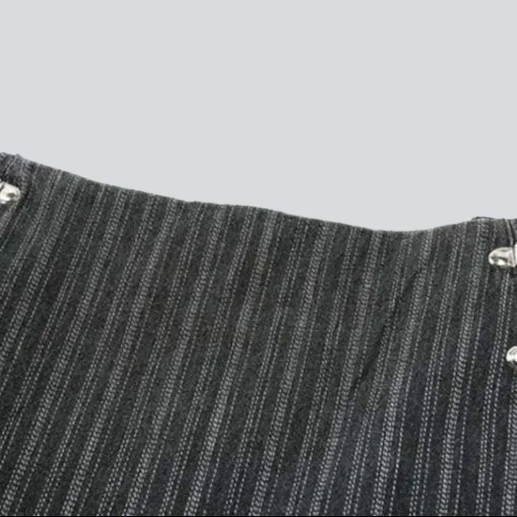Striped skater denim skirt
