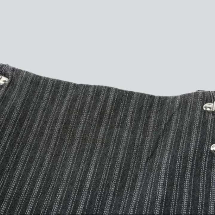 Striped skater denim skirt