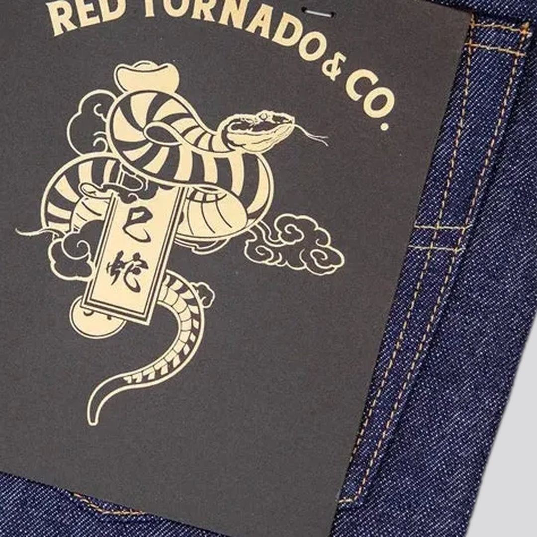 Cuffed self-edge men's jeans