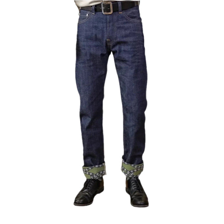 Cuffed Self-edge Men's Jeans - Dark Blue
