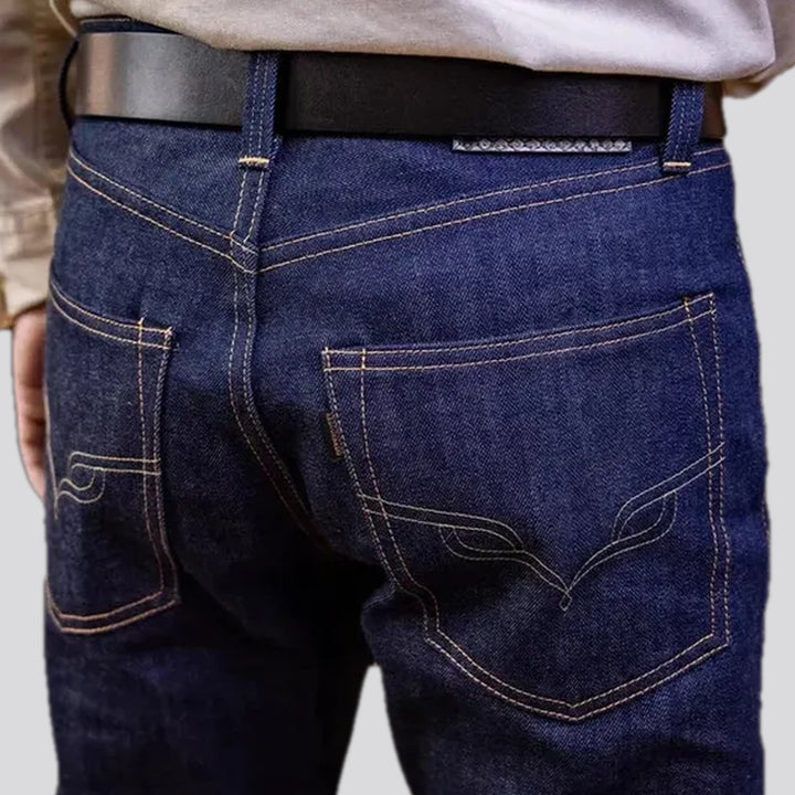 Cuffed self-edge men's jeans