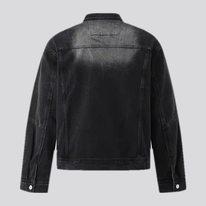 Washed out biker men's jean jacket