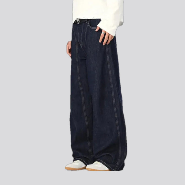 Slouchy 90s style dark men's jeans