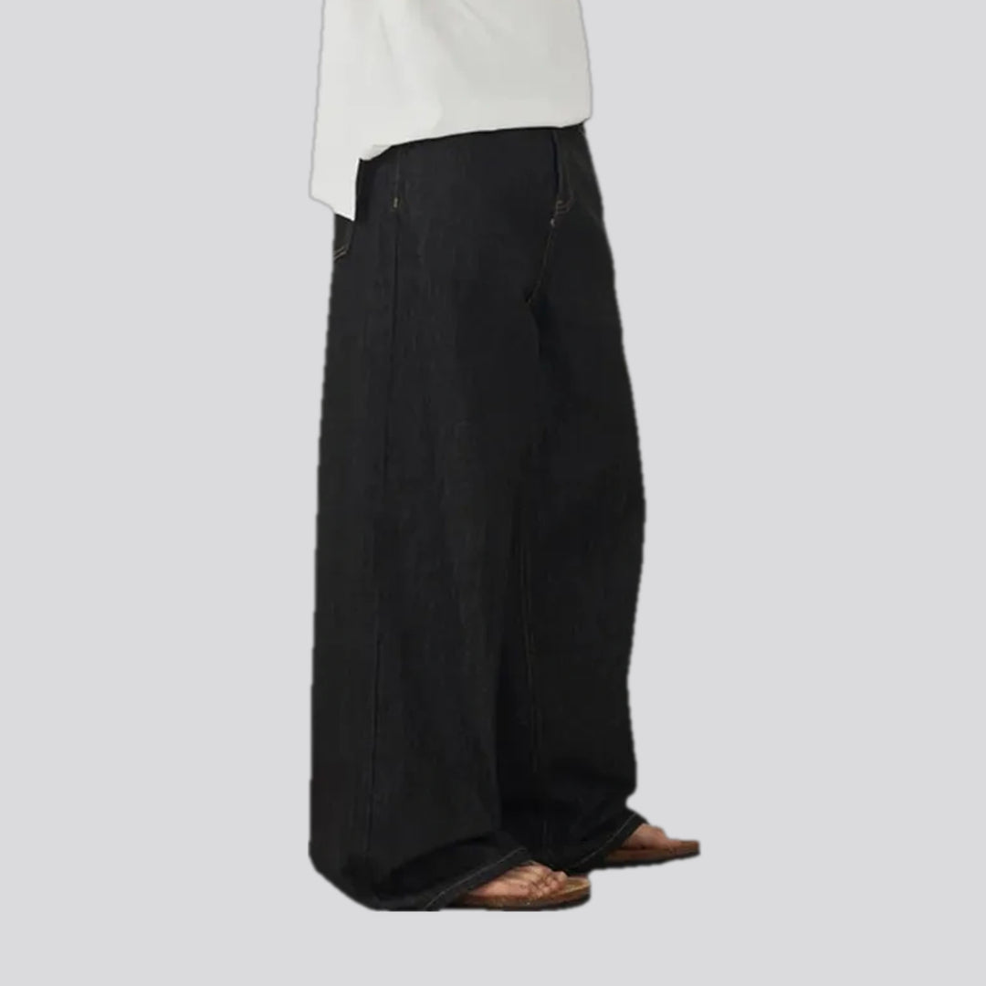 Retro style mid-waist wide men's jeans