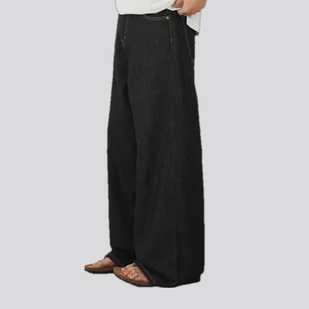 Retro style mid-waist wide men's jeans