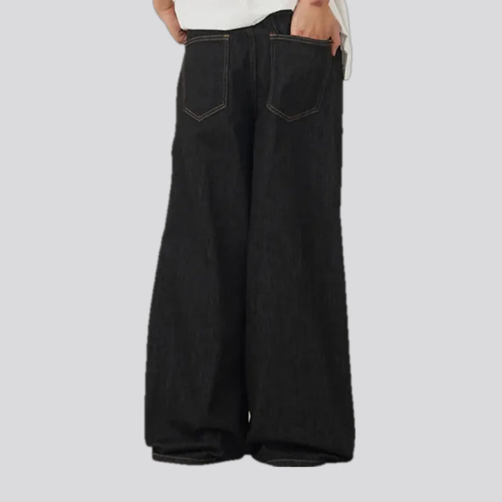 Retro style mid-waist wide men's jeans