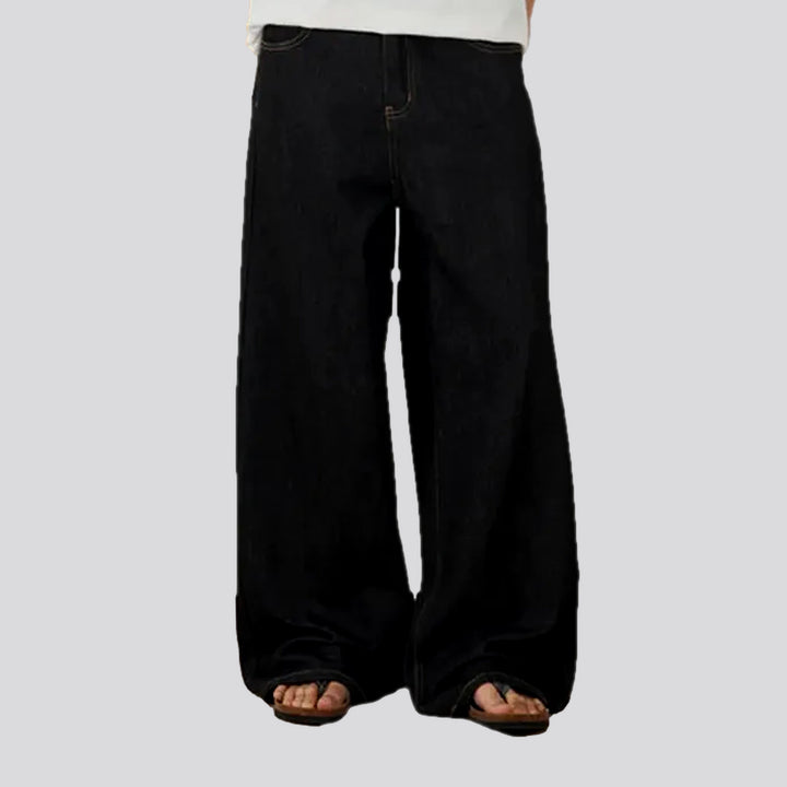 Retro style mid-waist wide men's jeans
