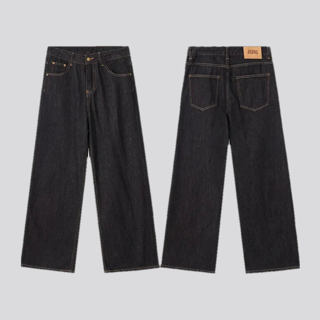 Retro style mid-waist wide men's jeans