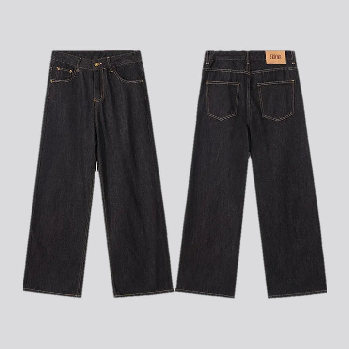 Retro style mid-waist wide men's jeans