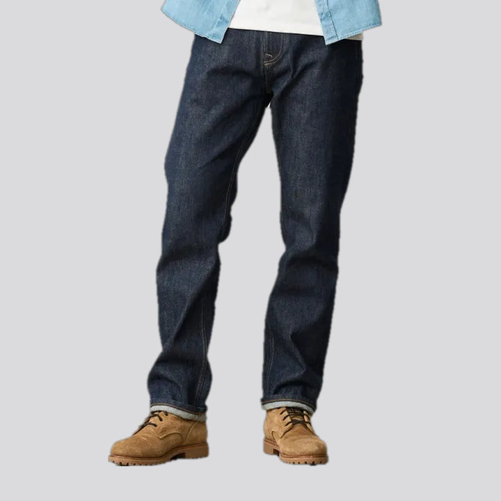 Dark midweight casual tapered men's jeans