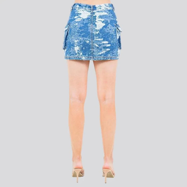 Chic mid rise denim jean skirt