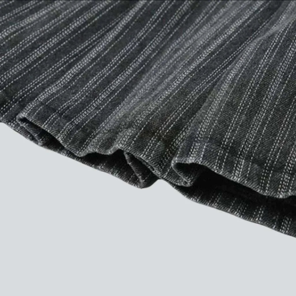 Striped skater denim skirt