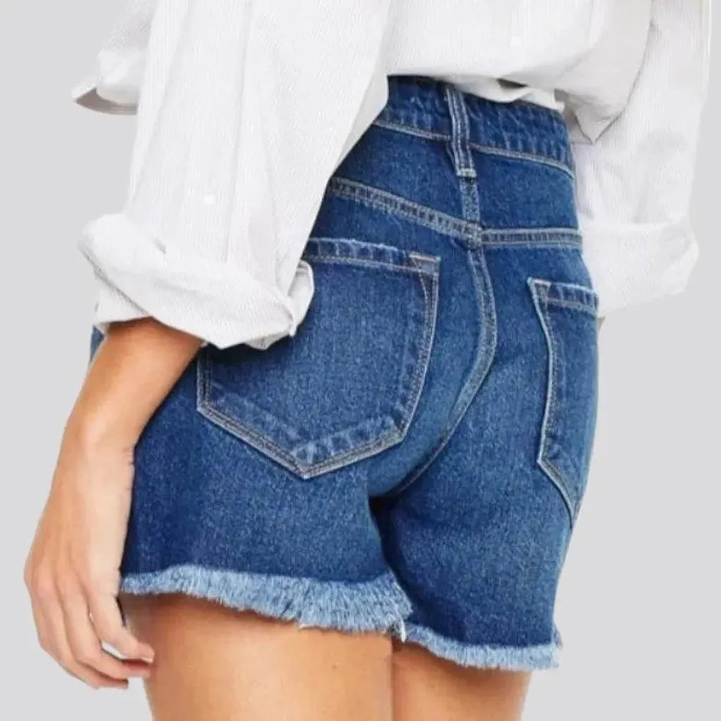 Sanded grunge denim shorts
 for women